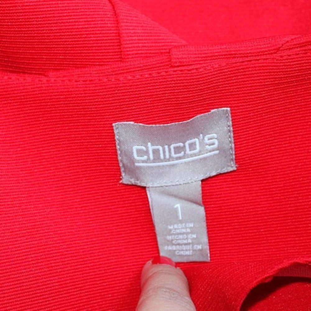 Chico’s red 3/4 sleeve Red Open Jacket Size 1 - Picture 4 of 4